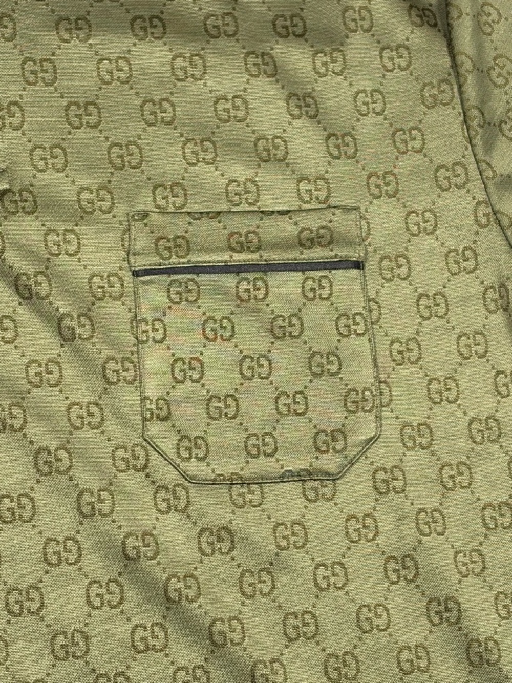 GUCCI MEN'S GG MONOGRAM JACQUARD POLO SHIRT GREEN LARGE REGULAR FIT - Picture 2 of 10